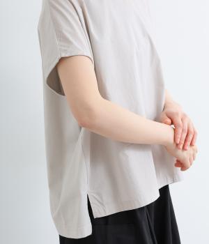 コットン天竺ブロード布帛切替フレンチプルオーバー(前身頃:布帛)(パウダーグレー-F)