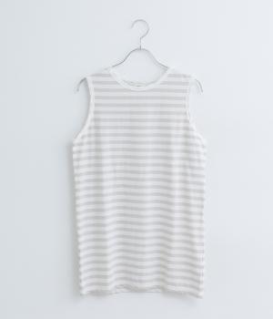 リサイクルコットン天竺(無地)ねじれタンクトップ2(オフホワイト×オイスター-L)