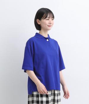 コットン鹿の子FB差ラウンドカラーヘンリープルオーバー(ロイヤルブルー-F)