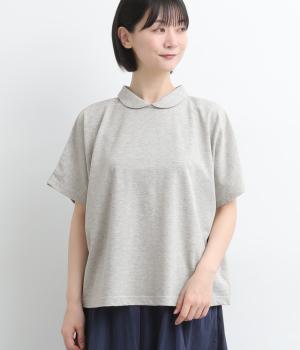 コットン鹿の子後ろ釦開きヘチマネックプルオーバー(トップグレー-F)
