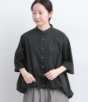 コットンタイプライターワッシャーバルーンシャツ(ブラック-F)