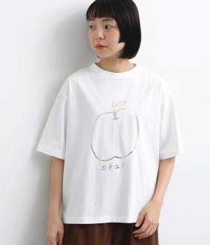 コットンラフィ天竺リンゴスターTシャツ(オフホワイト-F)