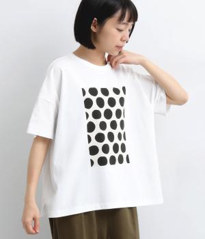 コットンラフィ天竺マルとシカクTシャツ(オフホワイト-F)