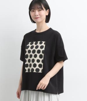 コットンラフィ天竺マルとシカクTシャツ(ブラック-F)