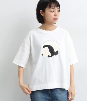 コットンラフィ天竺シャイパンダTシャツ(オフホワイト-F)