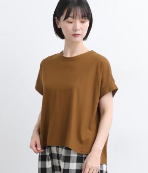 強撚コットン天竺FB差ドロップショルダープルオーバー(アーモンド-F)