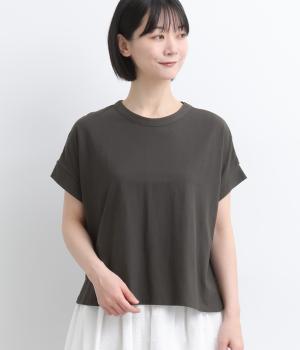 強撚コットン天竺FB差ドロップショルダープルオーバー(チャコール-F)