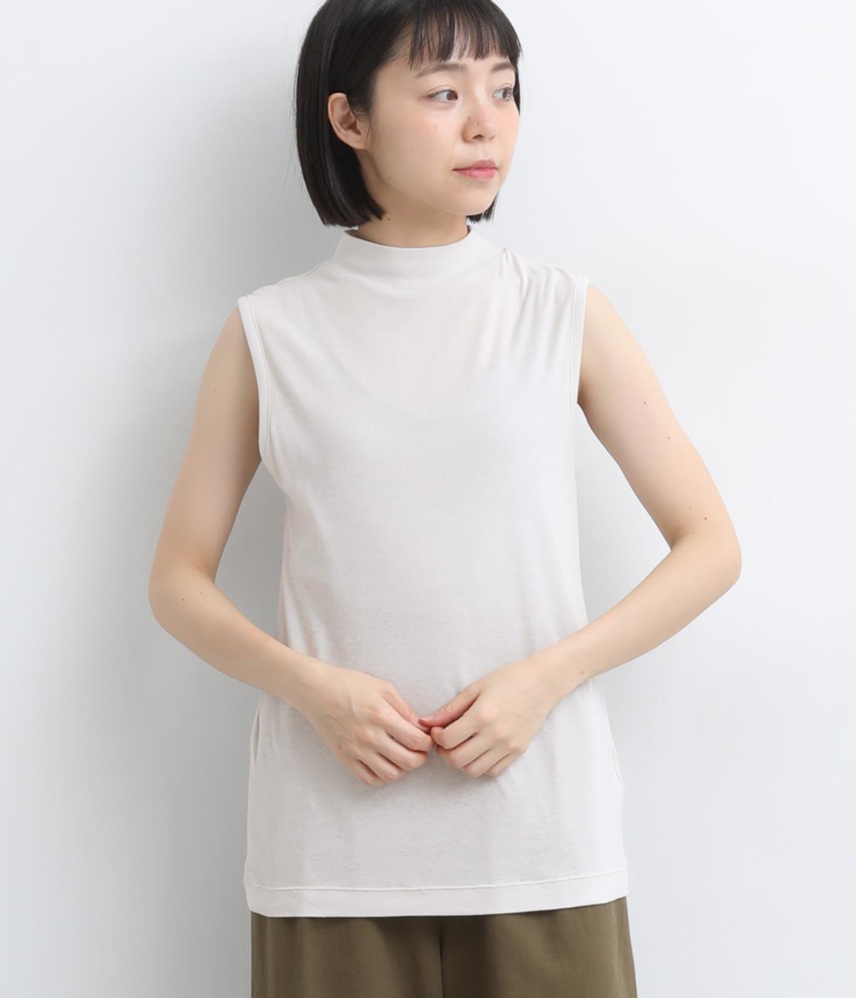 強撚シアーコットンフライスノースリーブハイネックTシャツ｜Bliss