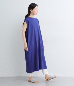 コットンOE天竺サイドタックコクーンワンピース(ロイヤルブルー-F)