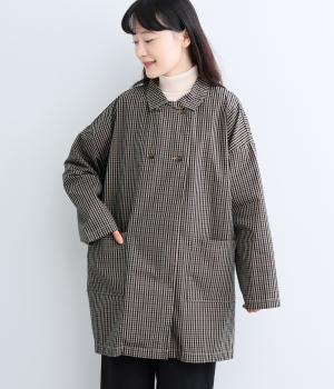 高密度コットンダブル釦ハーフコート（ガンクラブチェック・F）
