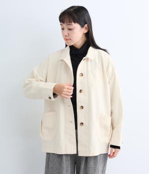 コットンリネンデニムカバーオール（キナリヘリンボーン・F）
