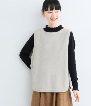 コットン鹿の子編み2wayサイドスリットベスト