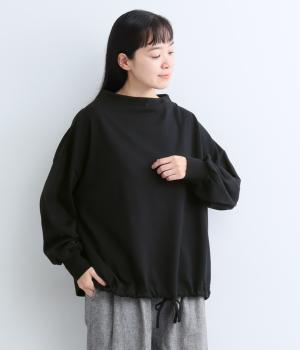 OE天竺ボトルネック袖口リブ(裾紐付)（ブラック・F）