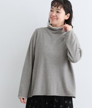 コットンカシミヤレイヤードタートルプルオーバー（杢グレー・F）