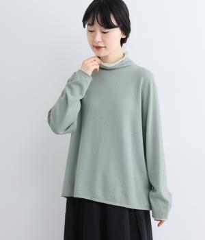 コットンカシミヤレイヤードタートルプルオーバー（ミント・F）