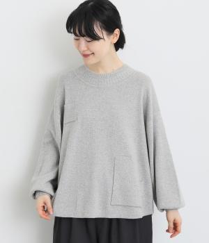 コットンミラノリブハイネックワイドプルオーバー（トップグレー・F）