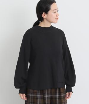 コットンミラノリブハイネックワイドプルオーバー（ブラック・F）