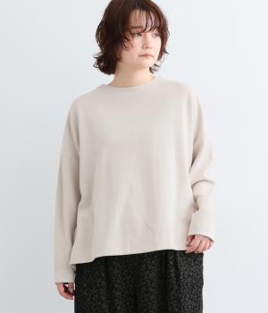 コットン混ダンボール前後差サイド切替ワイドプルオーバー（グレージュ・F）