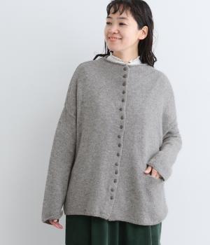 ラムナイロン2way多釦ボトルネックプルオーバー（杢グレー・F）