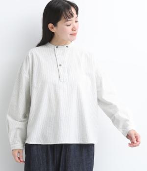 変形ヘンリーネックシャツ（ストライプ・F）