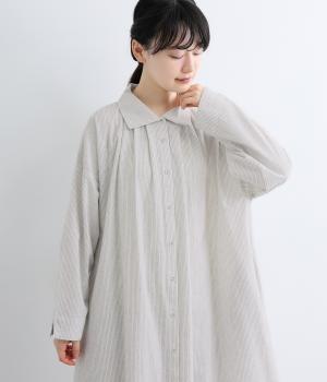 タック前開きワンピース（ストライプ・F）