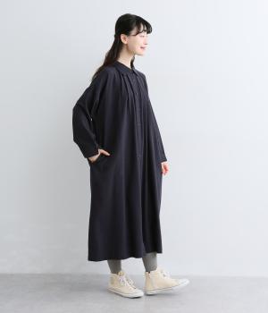 タック前開きワンピース（ネイビー×ブラック千鳥・F）