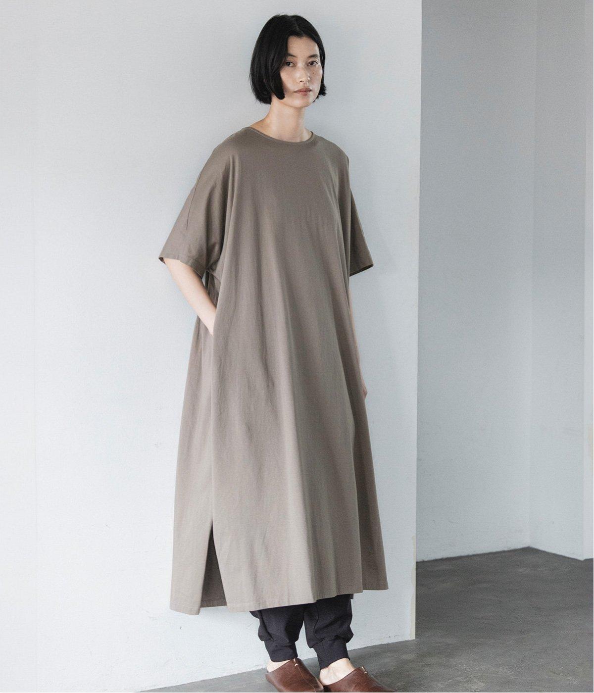 シルケット天竺カットソーワンピース(モカ-F)