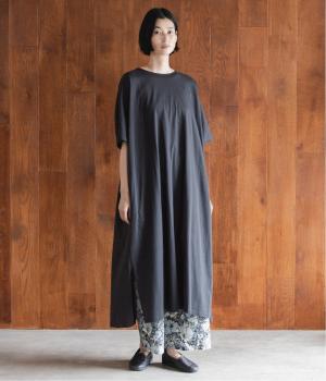 シルケット天竺カットソーワンピース(チャコール-F)