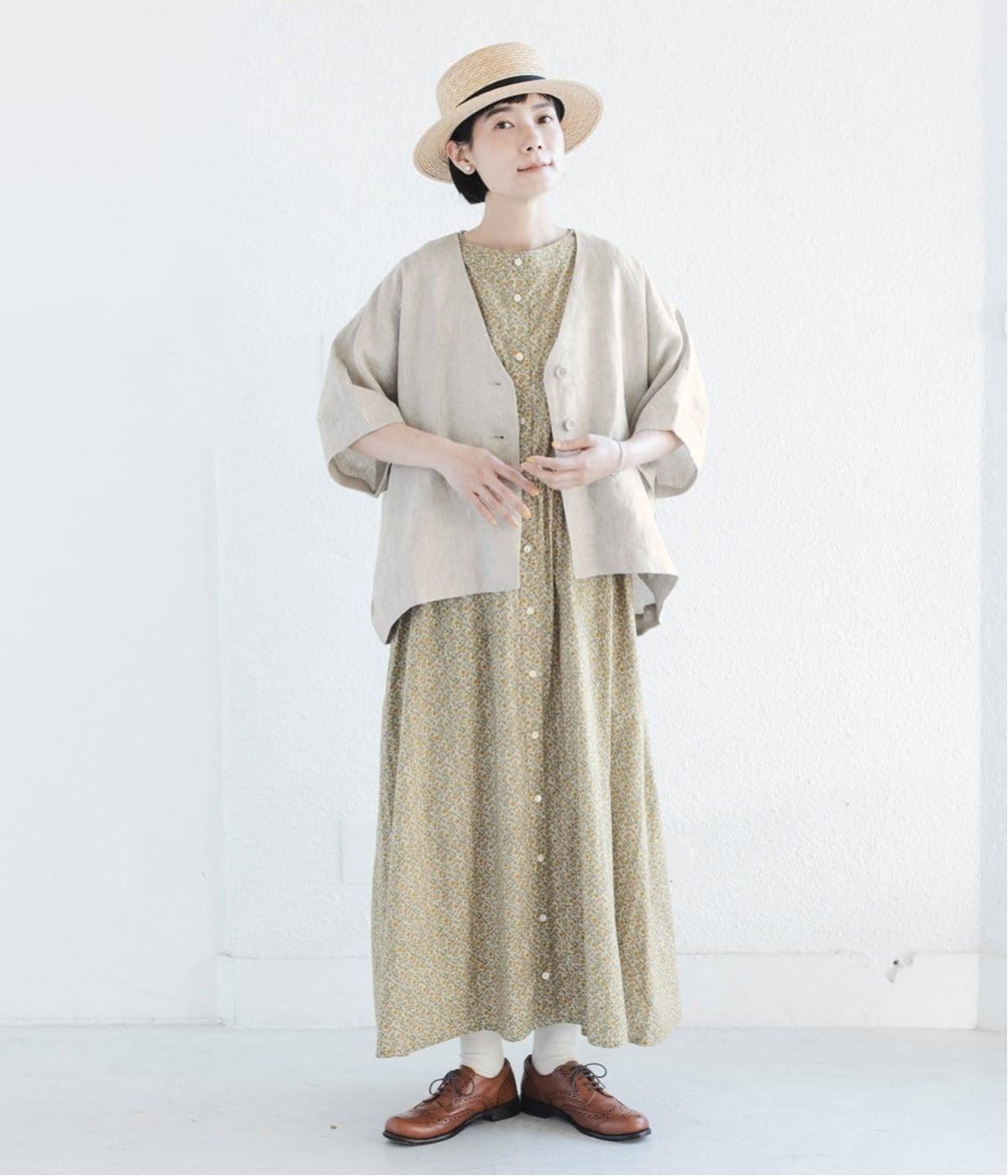 小花柄ボトルネックワンピース