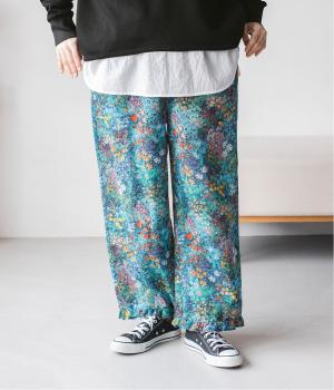 コットン総柄ワイドパンツ(グリーン-F)