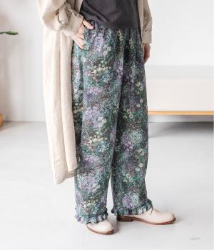 コットン総柄ワイドパンツ(パープル-F)