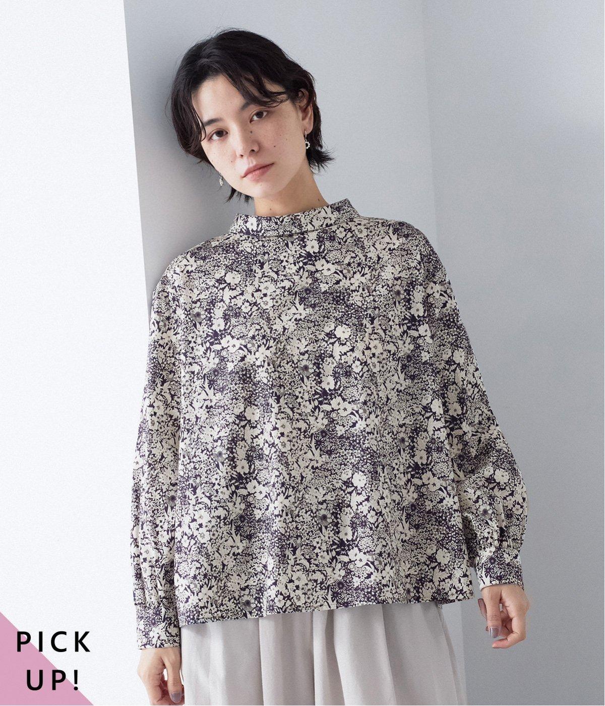 リバティ・ファブリックス 花柄ブラウス(ネイビー-F)