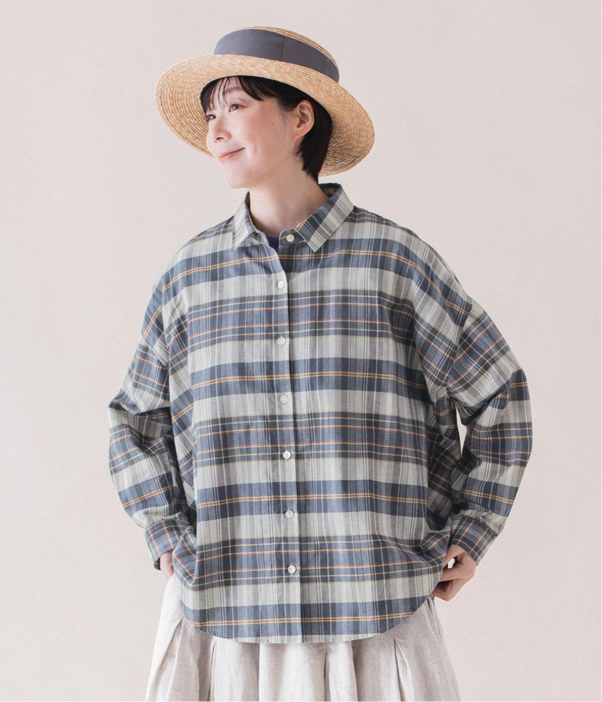 マドラスチェックワイドシルエットシャツ