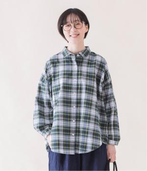 マドラスチェックワイドシルエットシャツ(グリーン-F)