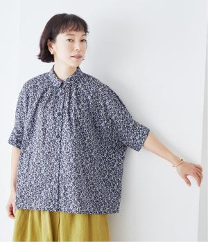 【5月下旬発売予定】コットン花柄ブラウス(ネイビー系-F)