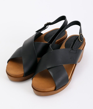 クロスベルトヒールサンダル(ブラック-L)