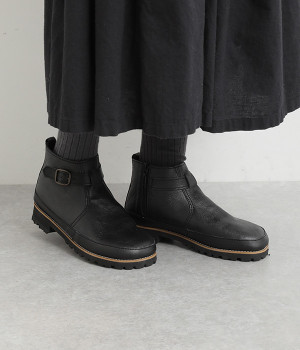 国産本革　サイドジップブーツ(ブラック-L)