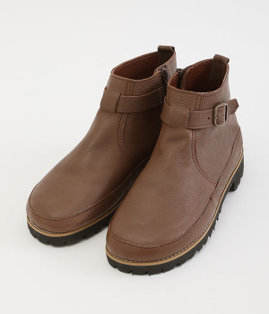 国産本革　サイドジップブーツ(ダークブラウン-L)