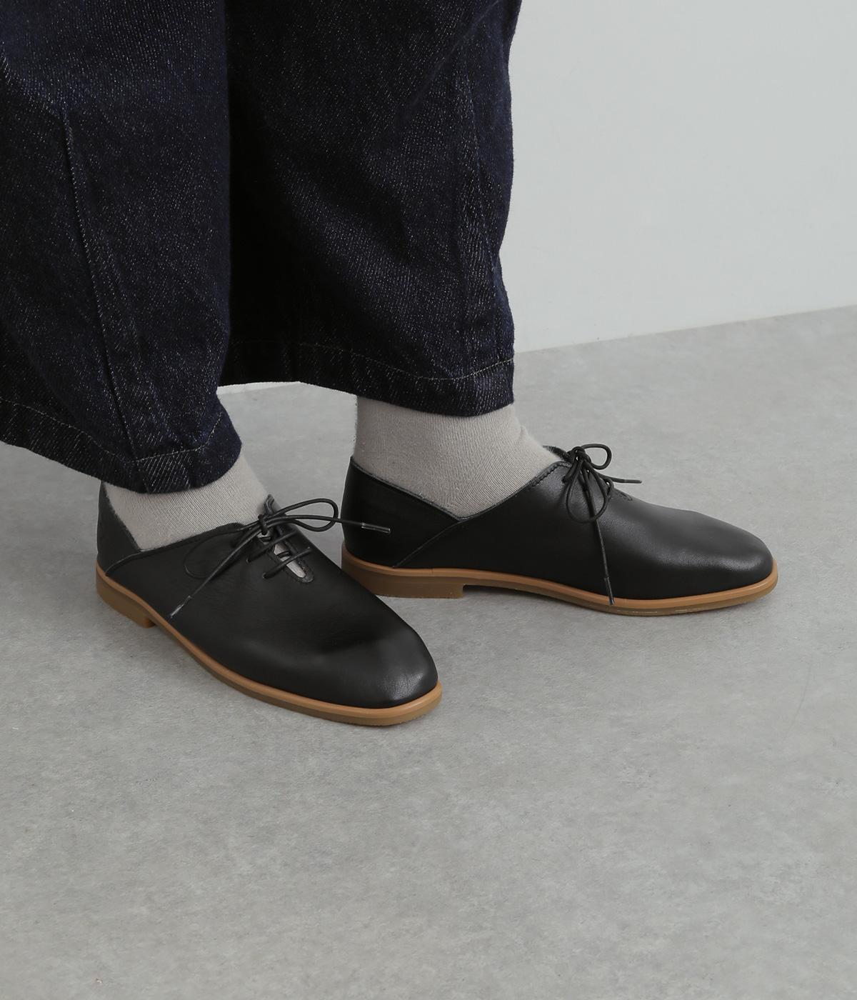 本革やわらかレースアップ(ブラック-M)
