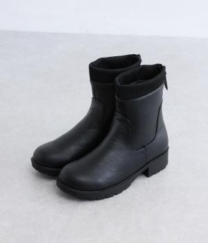 バックファスナーニットブーツ