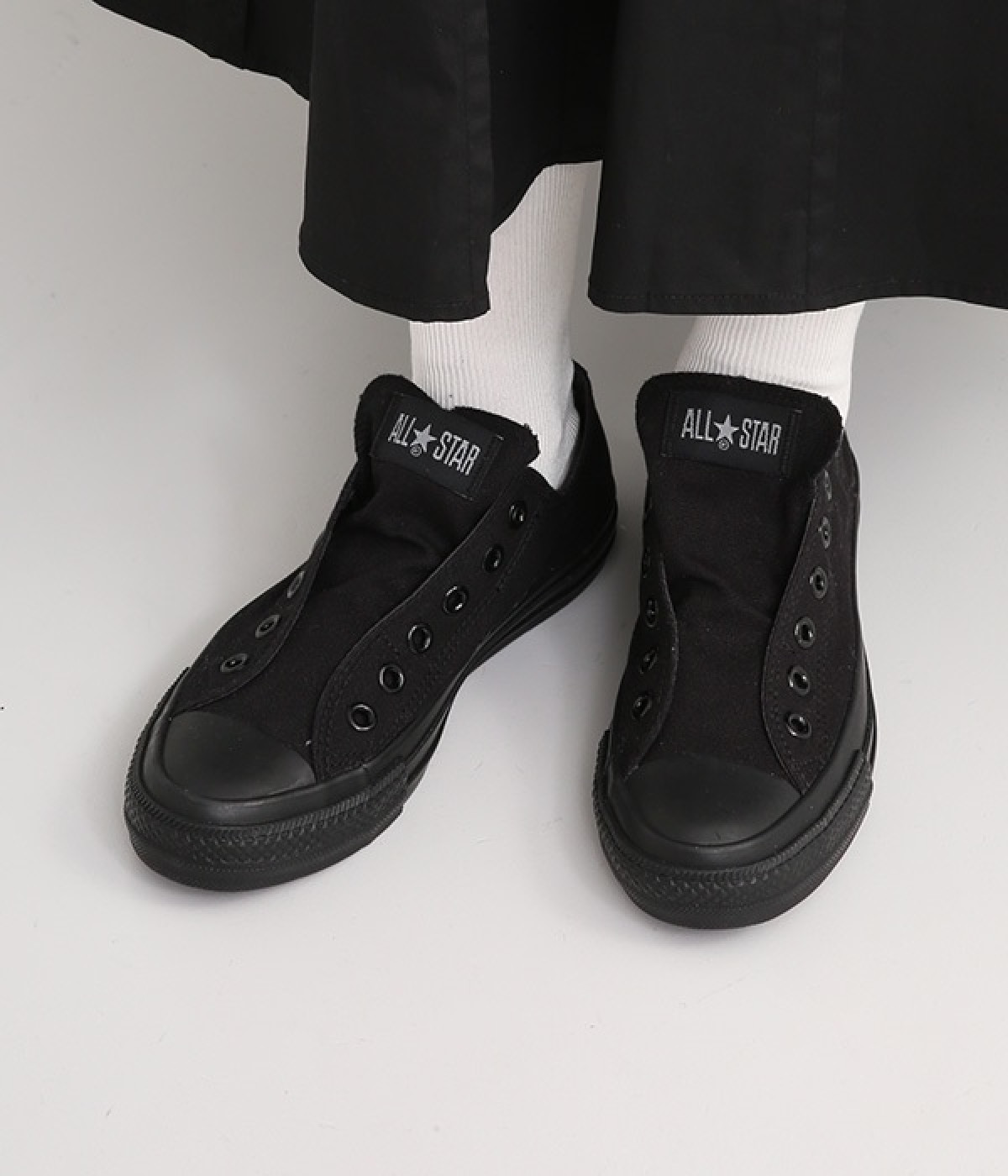 ALL　STAR　スリップオン３　ローカット(ブラック×ブラック-230)