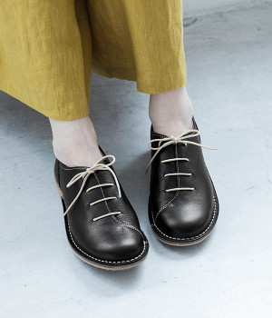 レザー　アシンメトリーシューズ　アワセ(ブラック-230)