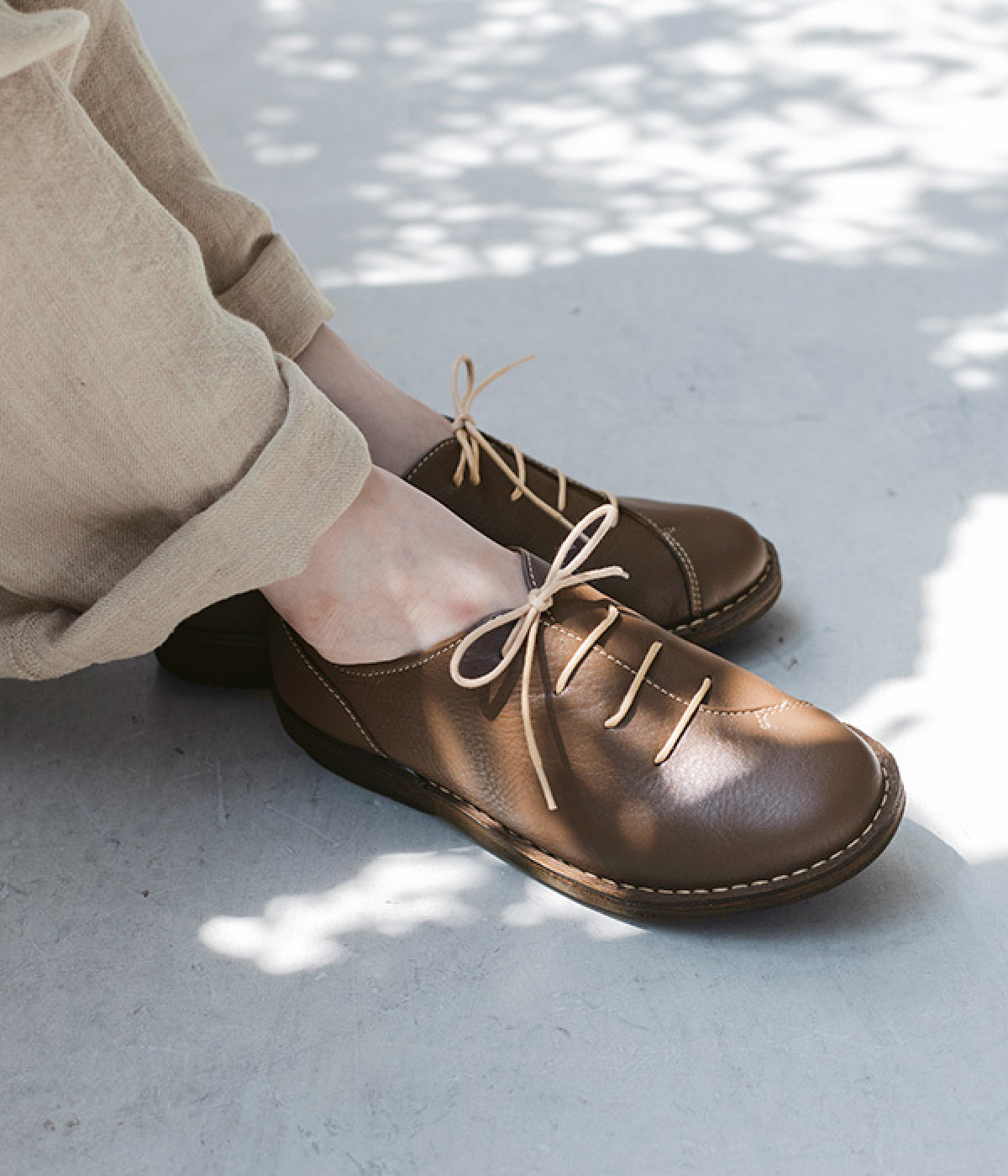 レザー　アシンメトリーシューズ　アワセ(ブラウン-230)