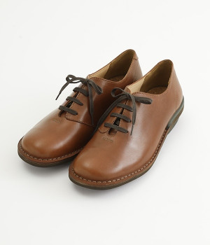 レザー　レースアップシューズ　ハーフン(ダークブラウン-230)