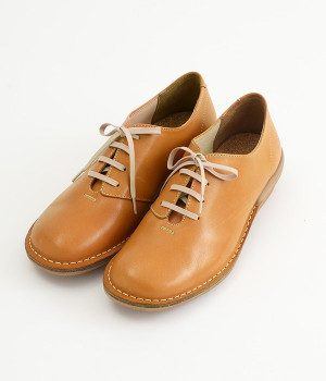 レザー　レースアップシューズ　ハーフン(ライトブラウン-230)