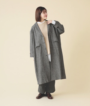 ウールツイードコート(グレー-ONESIZE)