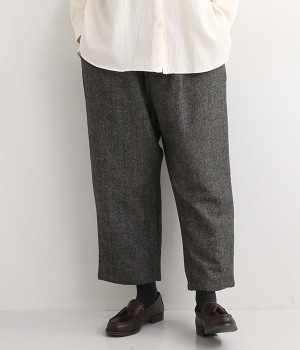 ウールツイードパンツ(グレー-M)