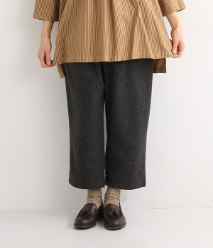 ウールツイードパンツ(ブラック-L)