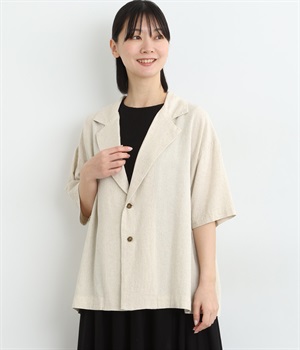 リネンレーヨンゆったりジャケット(キナリ-ONESIZE)