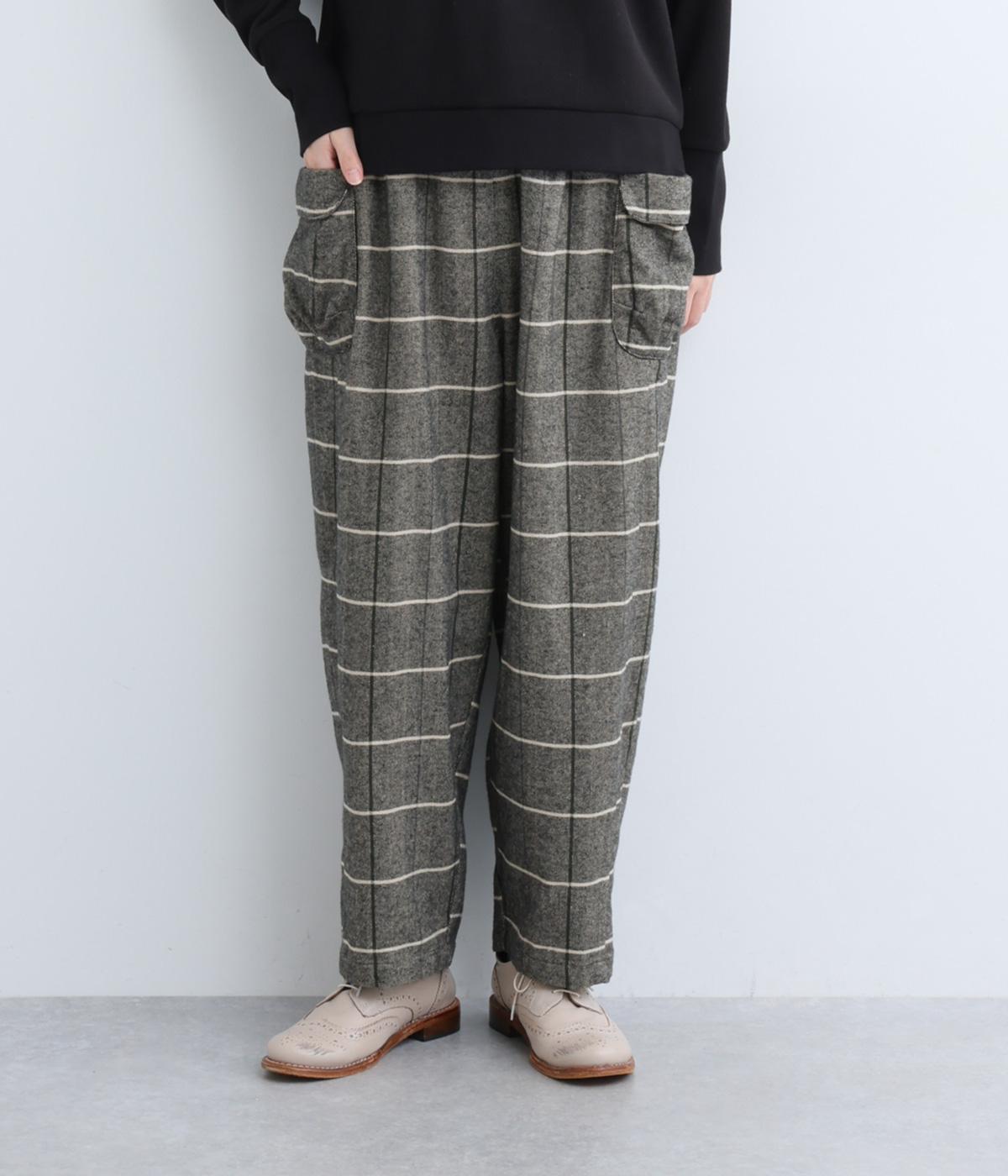 コットンリネンチェックパンツ(チャコール-0)